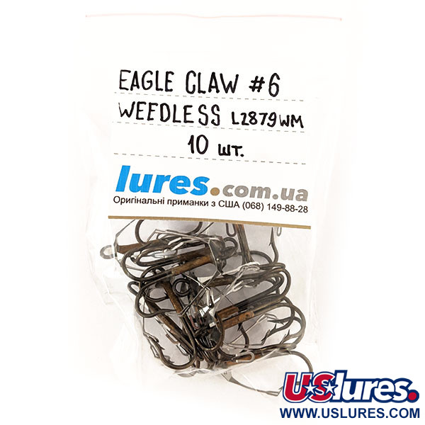 Treble Hook Eagle Claw Weedless #6 L2879 WM, Gold / Black fishing