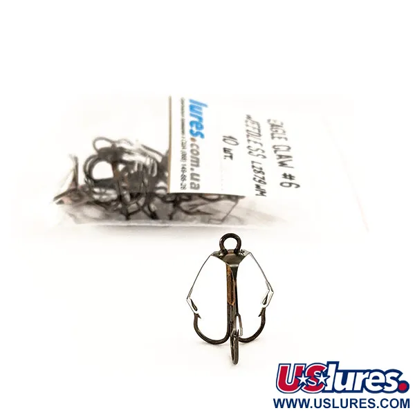 Treble Hook Eagle Claw Weedless #6 L2879 WM, Gold / Black fishing #12290