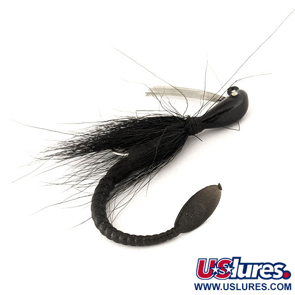 Vintage  Cotton Cordell Banana Head Tattle-Tail Jig + Tattle-Tail Worm (vintage, 1970s), 1/2oz Black fishing #11260