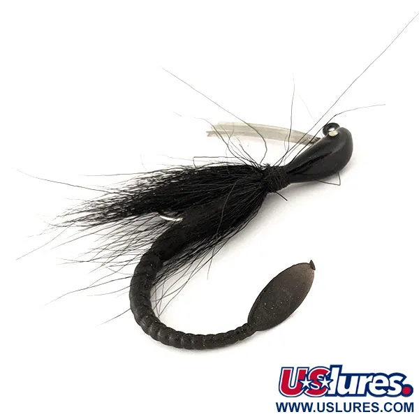 Vintage  Cotton Cordell Banana Head Tattle-Tail Jig + Tattle-Tail Worm (vintage, 1970s), 1/2oz Black fishing #11260