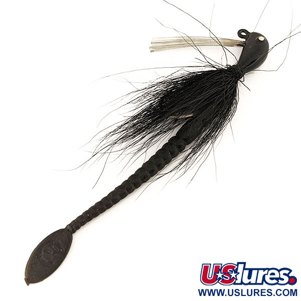 Vintage  Cotton Cordell Banana Head Tattle-Tail Jig + Tattle-Tail Worm (vintage, 1970s), 1/2oz Black fishing #11260