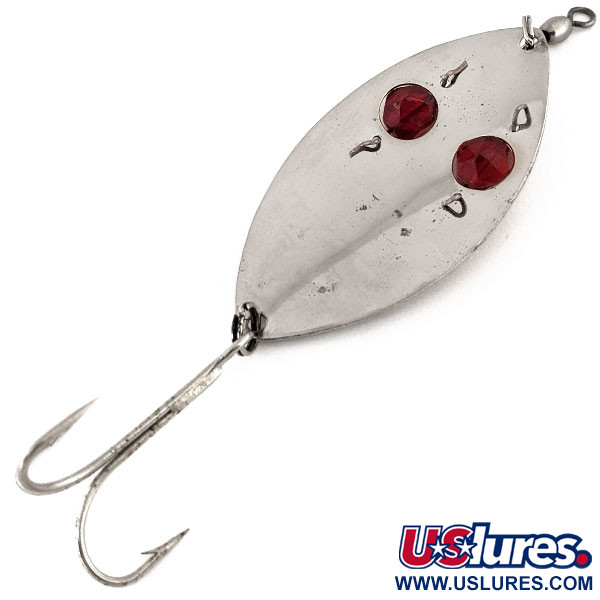 Vintage   Lucky Strike Gold Red Flash, 3/4oz Nickel / Red Eyes fishing spoon #11281
