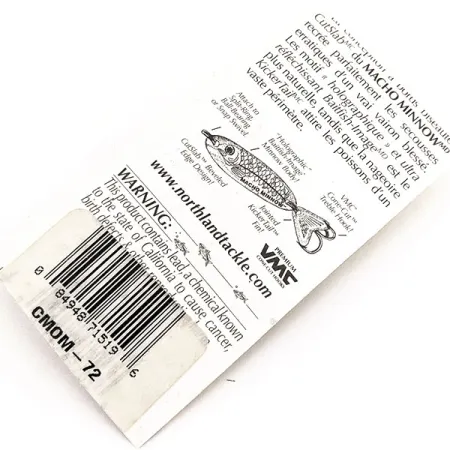 Northland Macho Minnow Jig Lure, 1/2oz Rainbow Green fishing spoon #11291