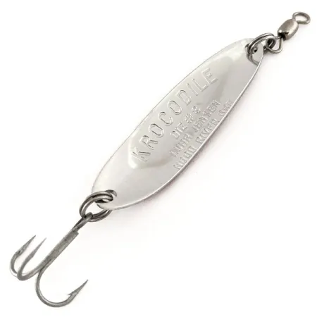 Vintage Luhr Jensen Krocodile Die #3, 1/3oz Red / White / Nickel fishing spoon #11315