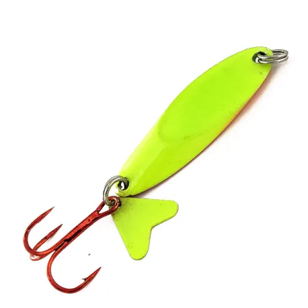 Vintage Northland Macho Minnow Jig Lure UV, 3/5oz Chartreuse / Rainbow Fish fishing spoon #11325