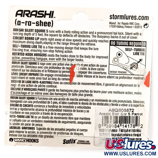 Storm Arashi Silent Square 5, 2/3oz Blue Chart Shad  fishing lure #11706