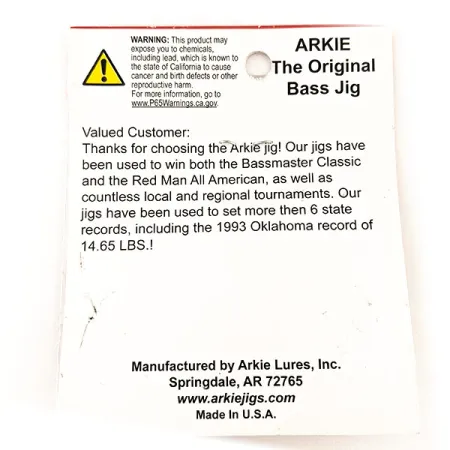 Arkie Lures Weedless Arkie Bass Jig, 1/4oz Black / Blue fishing #11353