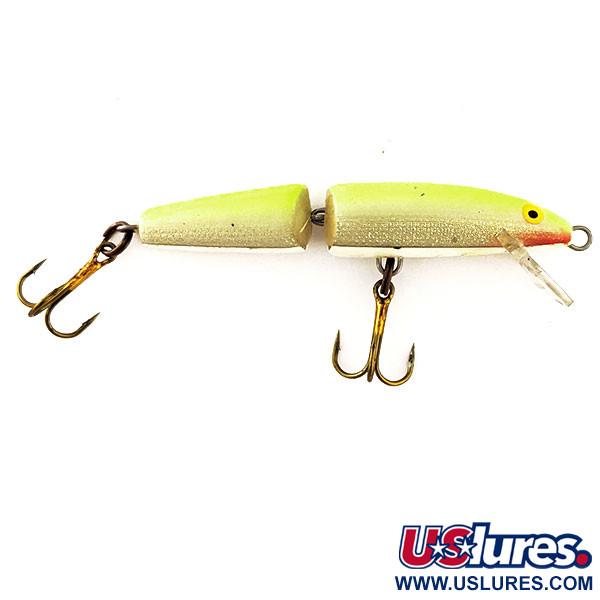 Vintage   Rapala Jointed J7, 1/8oz Chartreuse fishing lure #11373