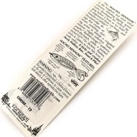 Northland Macho Minnow Jig Lure , 1/2oz Rainbow Silver fishing spoon #11393