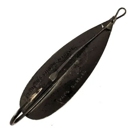 Vintage Weedless Johnson Silver Minnow, 3/4oz Black fishing spoon #11431