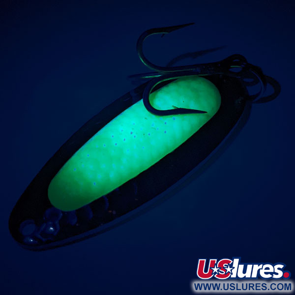 Vintage   Blue Fox Pixee UV, 1/2oz Hammered Nickel / Green fishing spoon #11445
