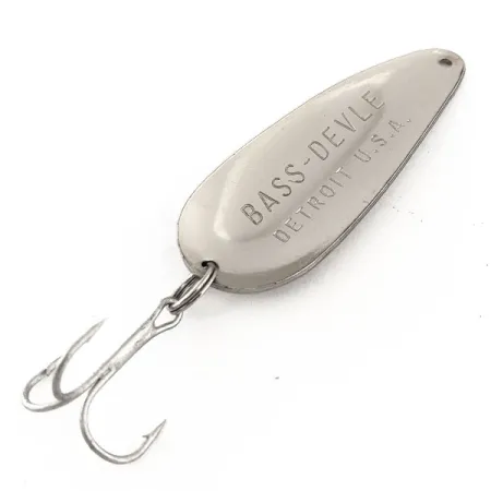 Vintage Eppinger Dardevle Bass-Devle, 2/5oz Nickel fishing spoon #11446