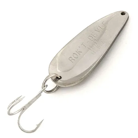 Vintage Eppinger Dardevle Rok't Imp, 3/4oz Gray Scale / Nickel fishing spoon #11462