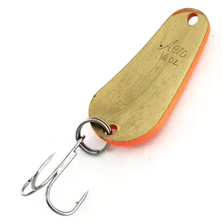 Vintage Aeroplane Spinner Aero UV, 1/4oz Fluorescent Orange / Gold fishing spoon #11619