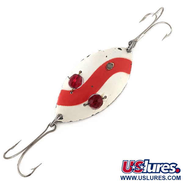 Vintage Hofschneider Red Eye Wiggler, 1oz Red / White fishing spoon #11541