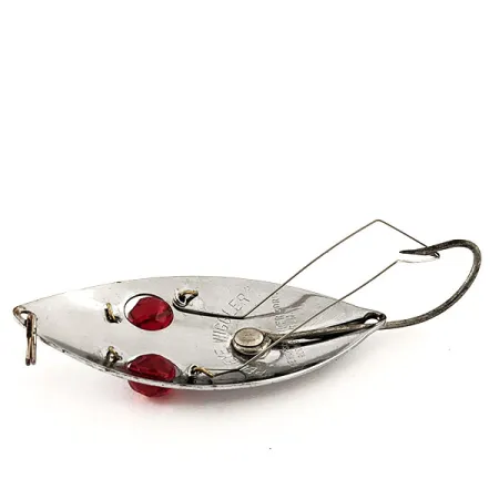 Vintage Hofschneider Weedless Red Eye Wiggler, 1oz Nickel / Red fishing spoon #11561