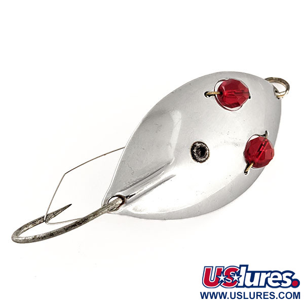 Vintage  Hofschneider Weedless Red Eye Wiggler, 1oz Nickel / Red fishing spoon #11561