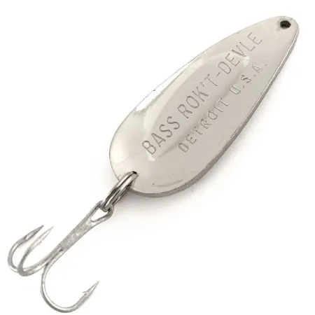 Vintage Eppinger Dardevle Bass Rok'T-Devle, 2/3oz Nickel fishing spoon #11601