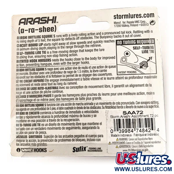 Storm Arashi Rattling Square 5, 2/3oz Red Craw fishing lure #11672