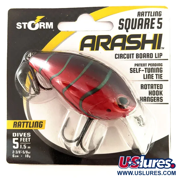 Storm Arashi Rattling Square 5, 2/3oz Red Craw fishing lure #11672