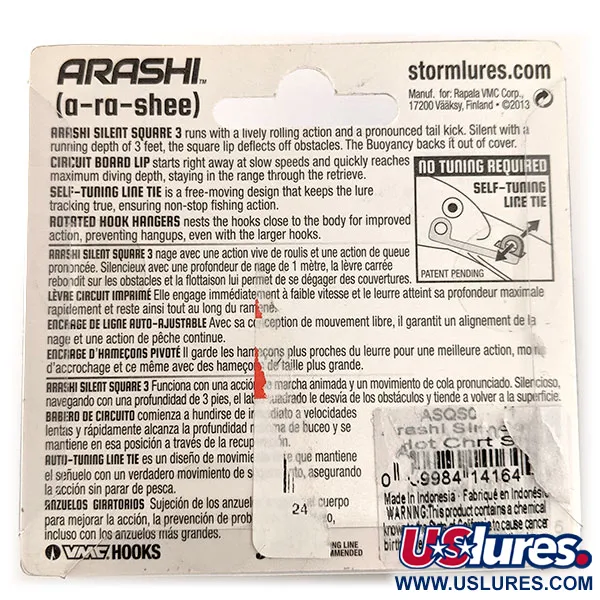 Storm Arashi Silent Square 3, 1/2oz Hot Chartreuse Shad fishing lure #11674