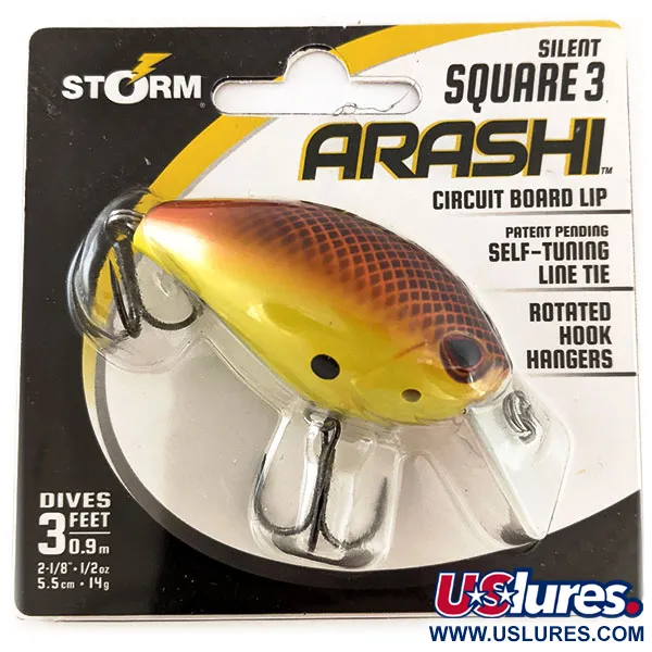 Storm Arashi Silent Square 3, 1/2oz Hot Chartreuse Shad fishing lure #11674