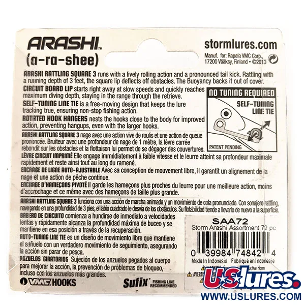 Storm Arashi Rattling Square 3, 1/2oz Black Silver Shad  fishing lure #11675