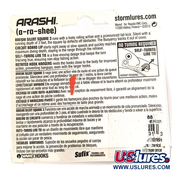 Storm Arashi Silent Square 3, 1/2oz Ghost Hitch fishing lure #11676