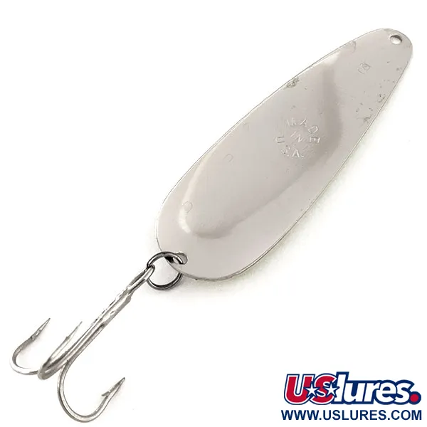 Vintage Worth Chippewa Steel Spoon UV, 3/5oz Hammered Nickel / Chartreuse fishing spoon #11685