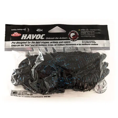 Berkley Havoc Craw Fatty 8pcs soft bait, Black Blue Fleck fishing #11699