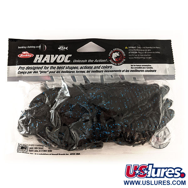   Berkley Havoc Craw Fatty 8pcs soft bait,  Black Blue Fleck fishing #11699