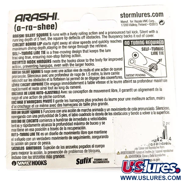 Storm Arashi Silent Square 5, 2/3oz fishing lure #11707