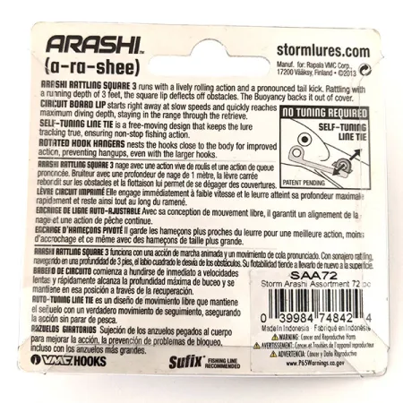 Storm Arashi Rattling Square 3, 1/2oz  Blue Silver Shad  fishing lure #11708
