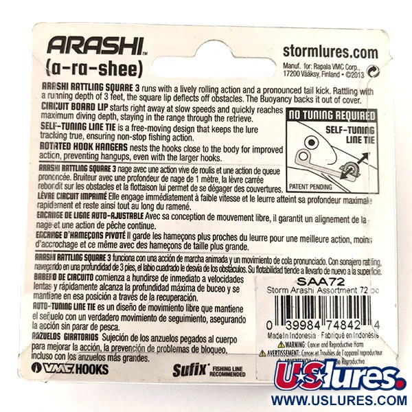 Storm Arashi Rattling Square 3, 1/2oz  Blue Silver Shad  fishing lure #11708