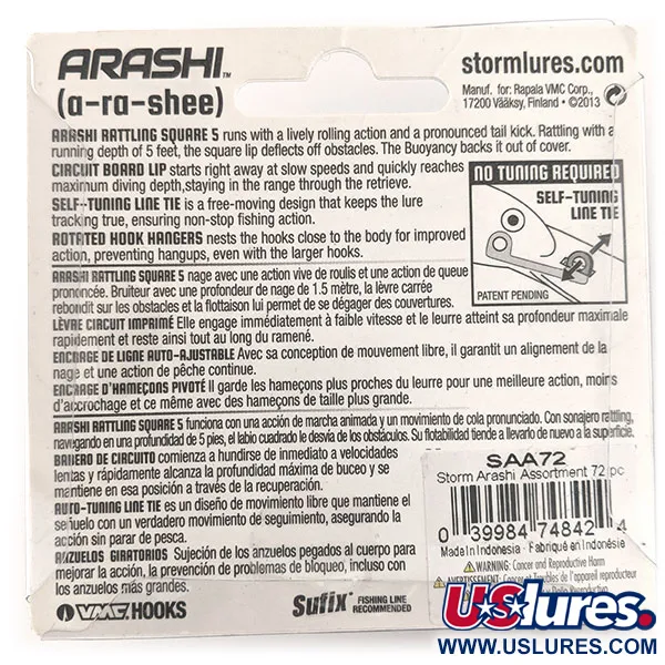 Storm Arashi Rattling Square 5, 2/3oz Rusty Craw fishing lure #11709