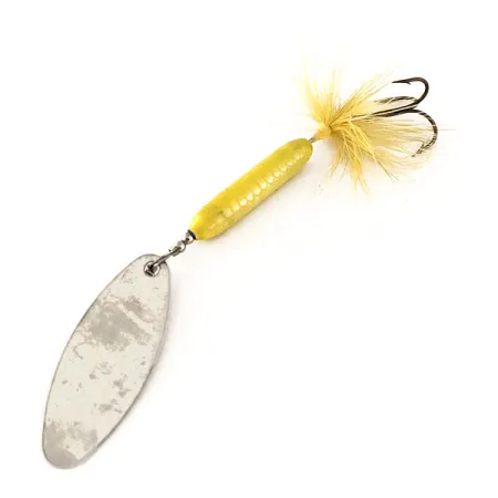 Vintage Yakima Bait Worden’s Original Rooster Tail 5, 2/5oz Silver / Yellow spinning lure #11714