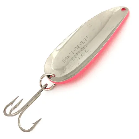Vintage Eppinger Dardevle Rok't Devlet UV, 1 1/4oz Red / Black / Nickel fishing spoon #11718