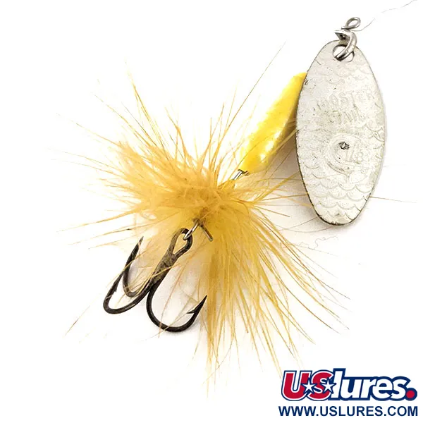 Vintage  Yakima Bait Worden’s Original Rooster Tail, 1/8oz Silver / Yellow spinning lure #11787