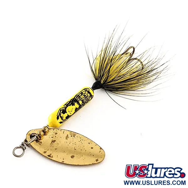 Vintage  Yakima Bait Worden’s Original Rooster Tail, 3/16oz Gold / Yellow spinning lure #11794