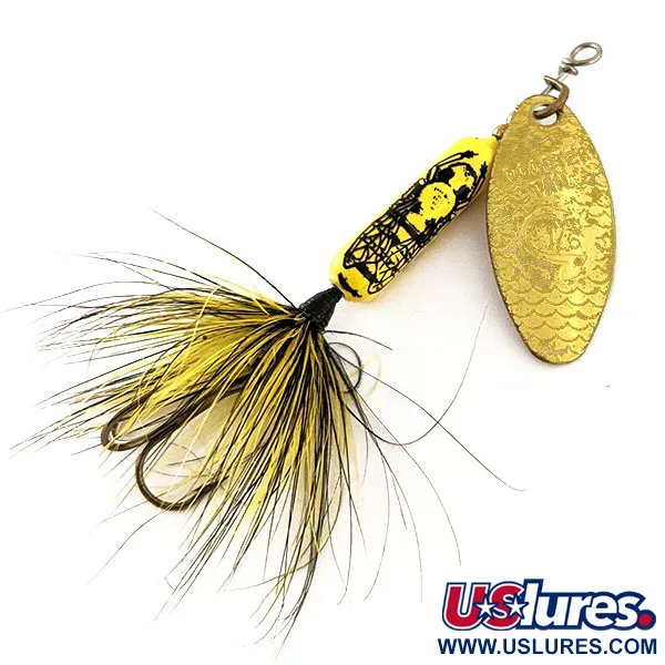 Vintage  Yakima Bait Worden’s Original Rooster Tail, 3/16oz Gold / Yellow spinning lure #11794