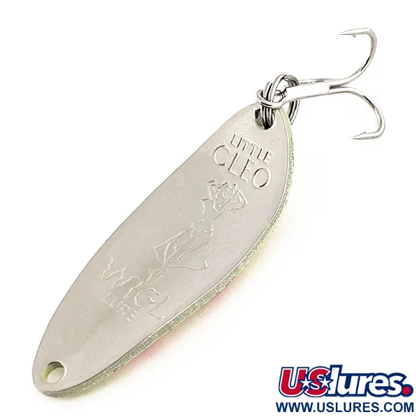 Vintage Seneca Little Cleo (Hula Girl) UV, 1/3oz Yellow / Red / Nickel fishing spoon #11801