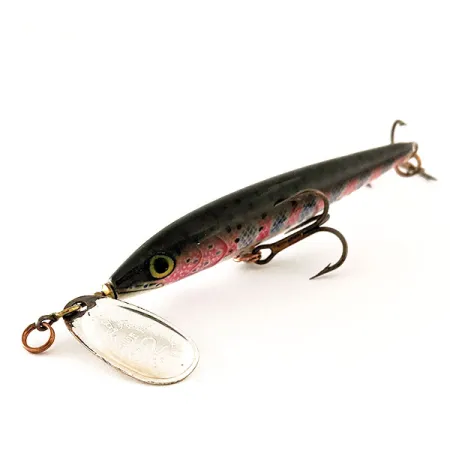 Vintage Blue Fox Vibrax Minnow Spin 2, 2/5oz Silver / Rainbow Trout spinning lure #11808