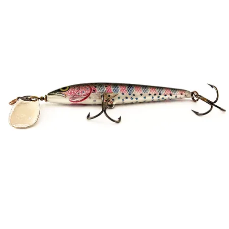 Vintage Blue Fox Vibrax Minnow Spin 2, 2/5oz Silver / Rainbow Trout spinning lure #11808
