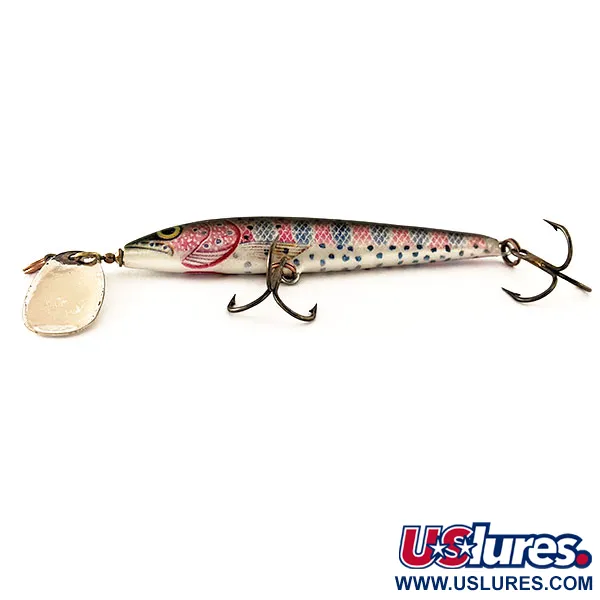 Vintage Blue Fox Vibrax Minnow Spin 2, 2/5oz Silver / Rainbow Trout spinning lure #11808