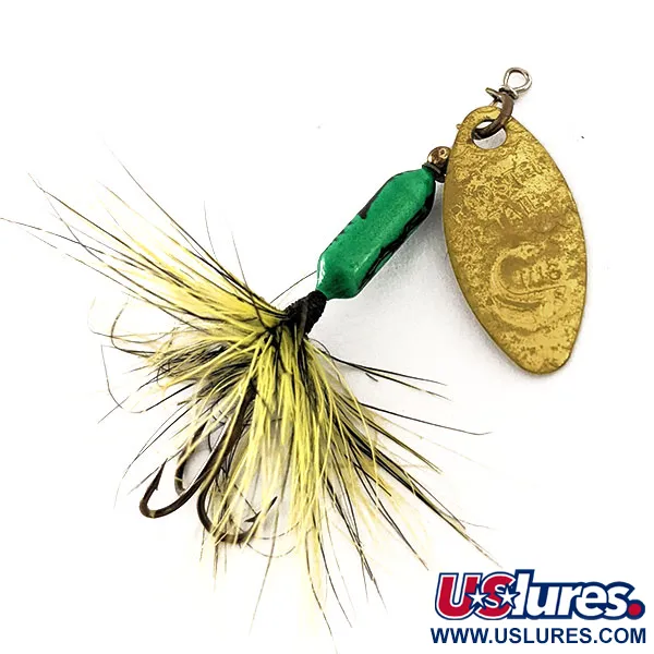 Vintage  Yakima Bait Worden’s Original Rooster Tail, 1/16oz Gold / Green spinning lure #11815