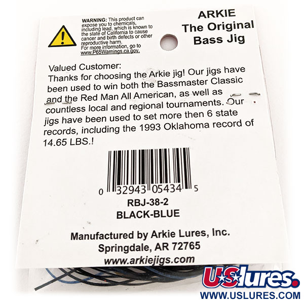  Arkie Lures Weedless Arkie Jig The Original, 1/4oz Black / Blue fishing #11827