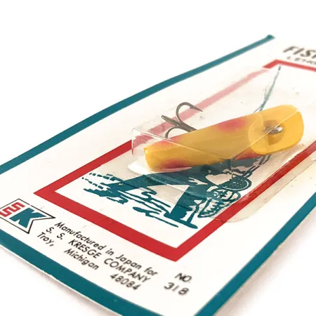 Kmart Kresge #318, 3/32oz Yellow / Red fishing lure #11828
