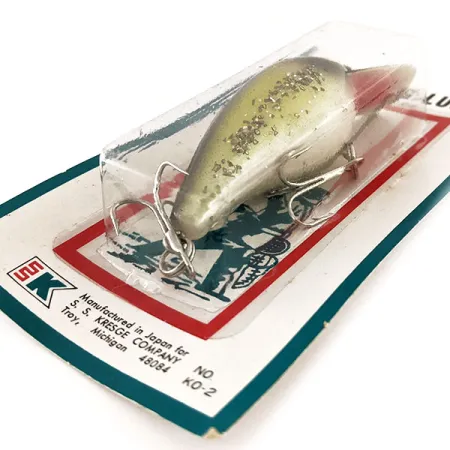Kmart Kresge #K02, 1/2oz Yellow / Black / Glitter / Red fishing lure #11835