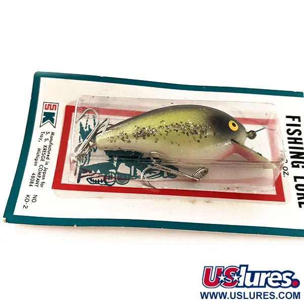 Kmart Kresge #K02, 1/2oz Yellow / Black / Glitter / Red fishing lure #11835