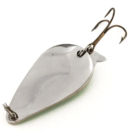 Vintage Acme K.O. Wobbler, 3/4oz Nickel / Green fishing spoon #11863